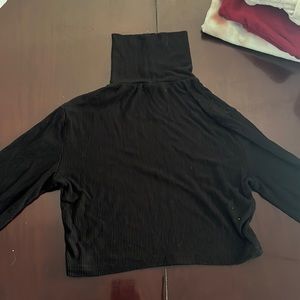 Black turtle neck, long sleeve crop